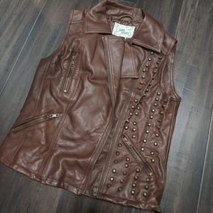 Faux Leather Studded Moto Vest